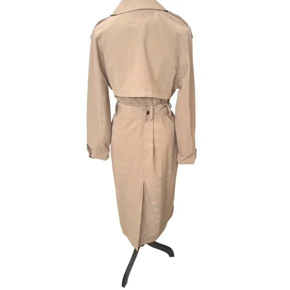 A New Day Womens S Beige Lined Trench Coat S Double-Breasted City Classic Money - Picture 3 of 13